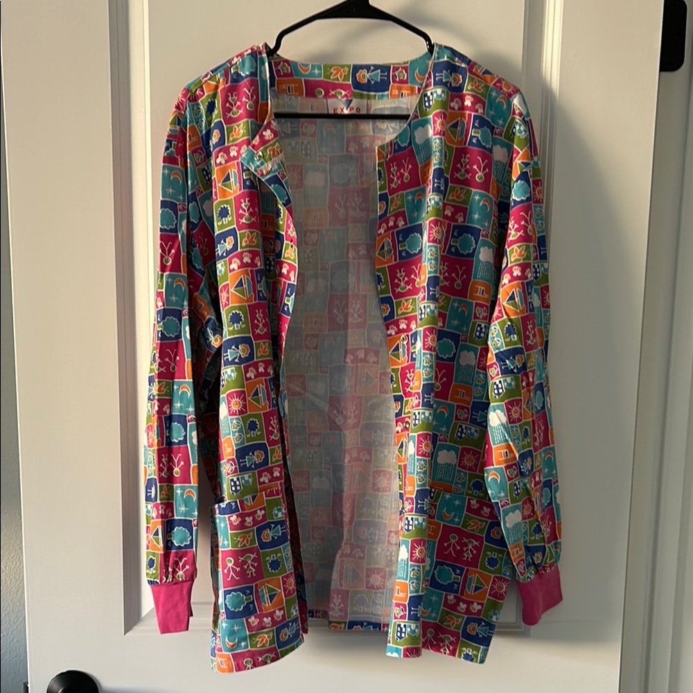 Colorful Patterned Women’s Nursing Scrubs Jacket